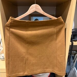 LOFT Tan Suede-Look Mini Skirt